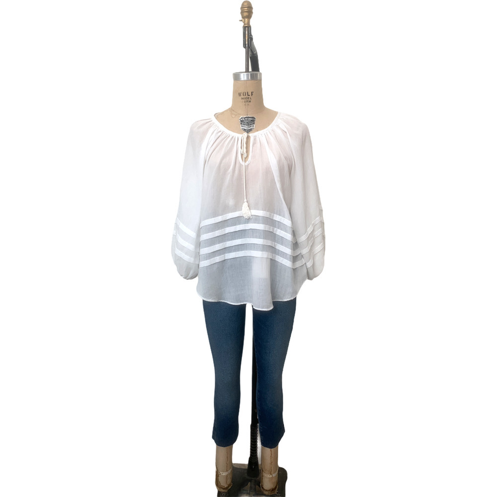 Stella Jaimie Blouse oversize White Peasant Top sz‎ S